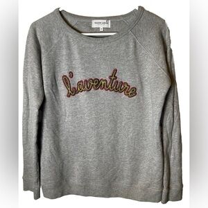 Maison Labiche L'aventure Grey Beaded Crew Neck Sweatshirt Size M